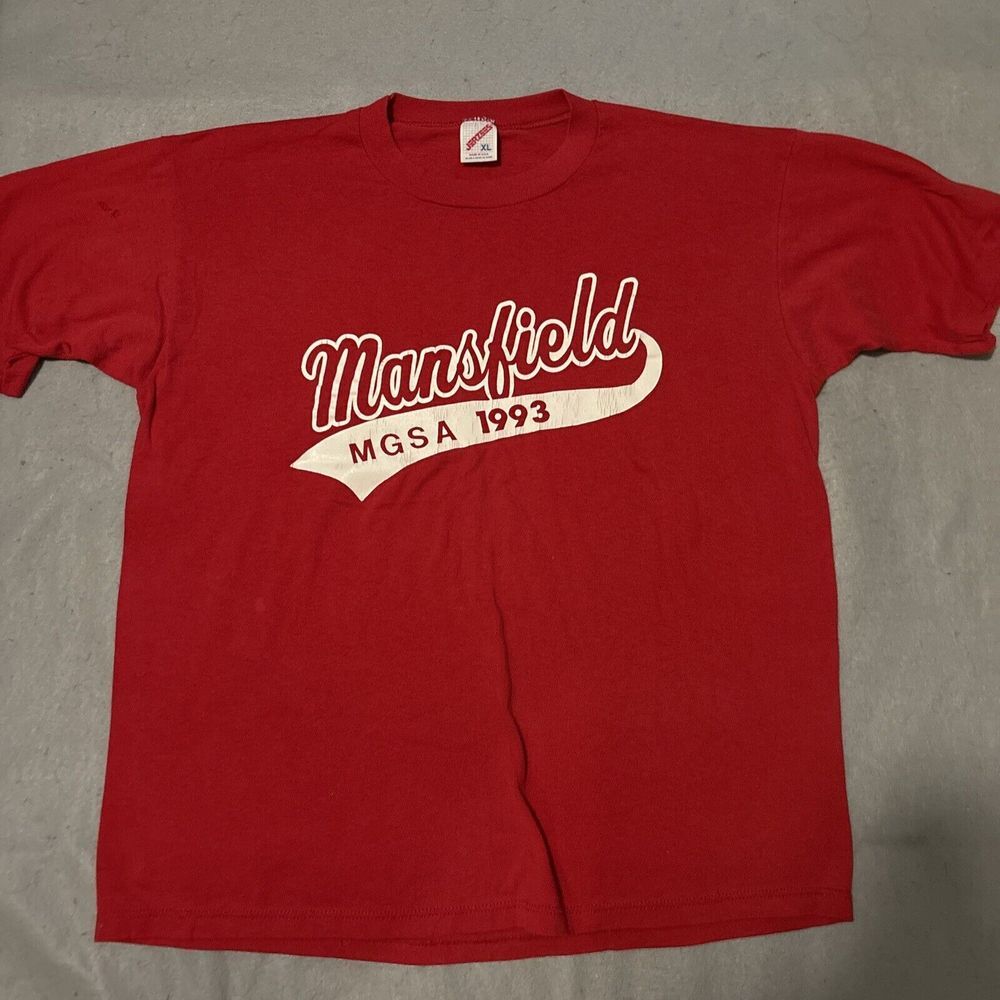 Vintage Mansfield 1993 Shirt XL Girls Softball Association Coach Red MGSA
